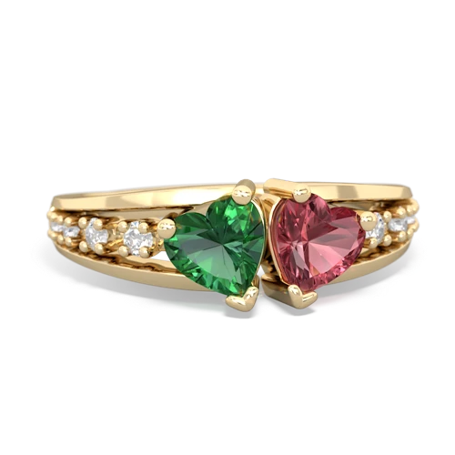 lab emerald-tourmaline modern ring