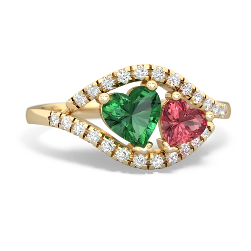 lab emerald-tourmaline mother child ring