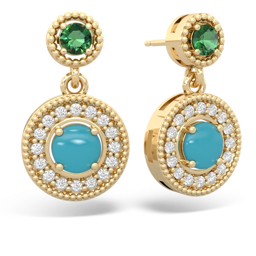 lab emerald-turquoise halo earrings