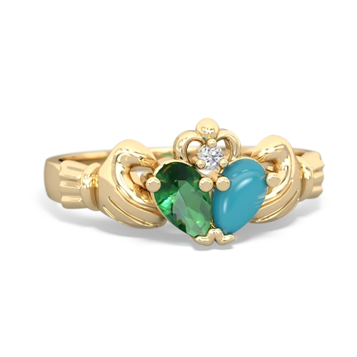 lab emerald-turquoise claddagh ring