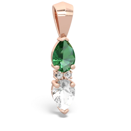 lab emerald-white topaz bowtie pendant