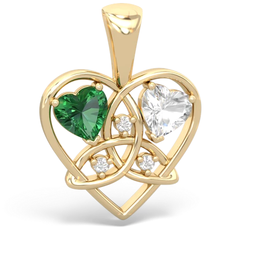 lab emerald-white topaz celtic heart pendant