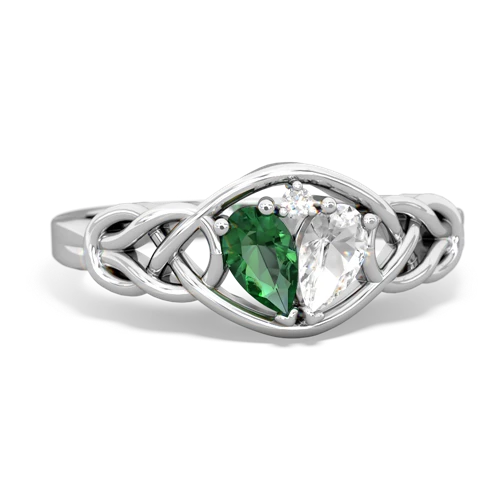 lab emerald-white topaz celtic knot ring