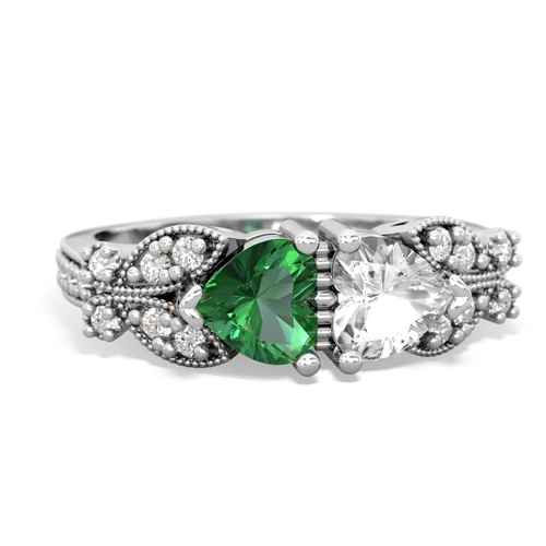 lab emerald-white topaz keepsake butterfly ring