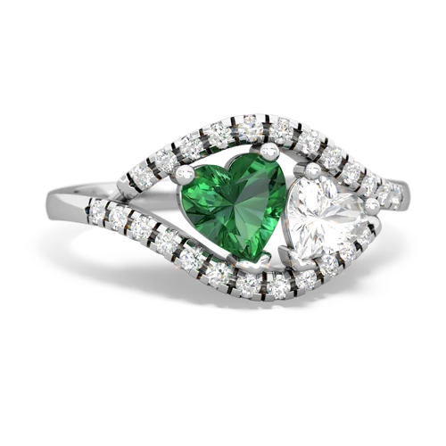 lab emerald-white topaz mother child ring