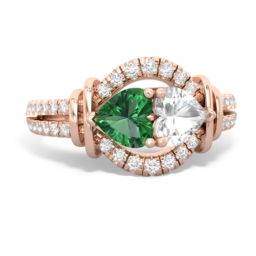 lab emerald-white topaz pave keepsake ring