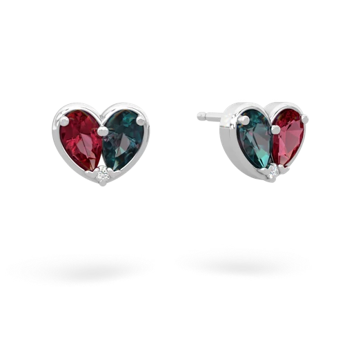 lab ruby-alexandrite one heart earrings