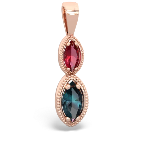 lab ruby-alexandrite antique milgrain pendant