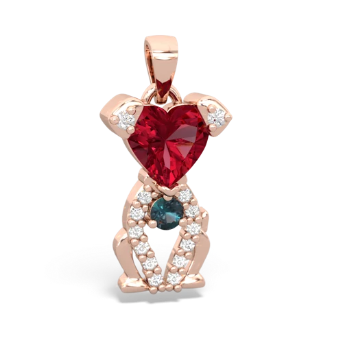 lab ruby-alexandrite birthstone puppy pendant