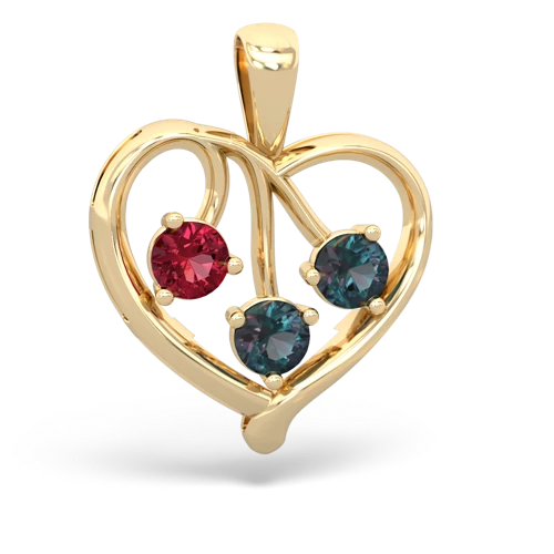 lab ruby-alexandrite love heart pendant