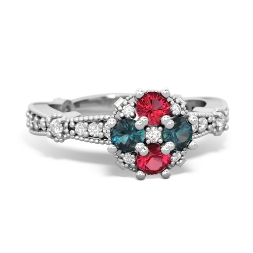 lab ruby-alexandrite art deco engagement ring