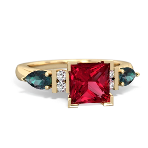 lab ruby-alexandrite engagement ring