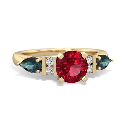 lab ruby-alexandrite engagement ring