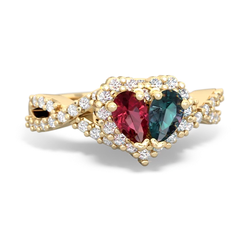 lab ruby-alexandrite engagement ring