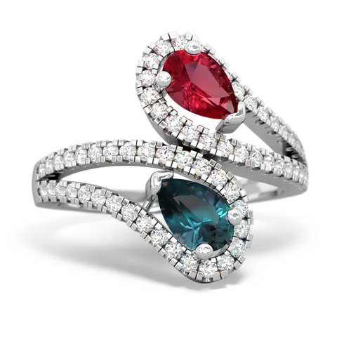 lab ruby-alexandrite pave swirls ring