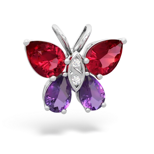 lab ruby-amethyst butterfly pendant