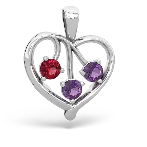 lab ruby-amethyst love heart pendant