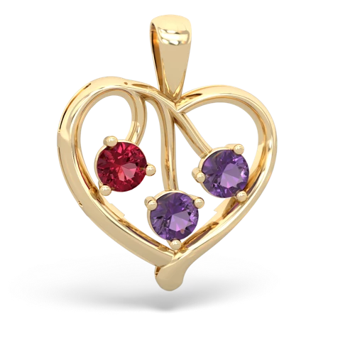 lab ruby-amethyst love heart pendant