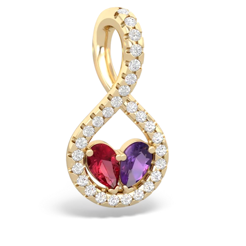 lab ruby-amethyst pave twist pendant