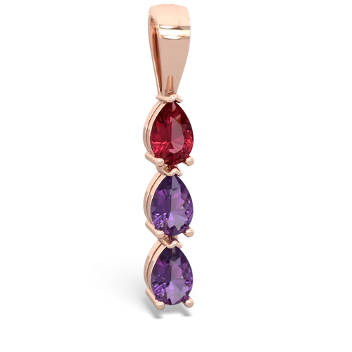 lab ruby-amethyst three stone pendant