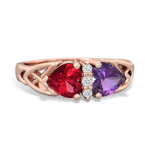 lab ruby-amethyst celtic ring