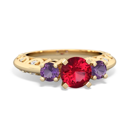 lab ruby-amethyst engagement ring