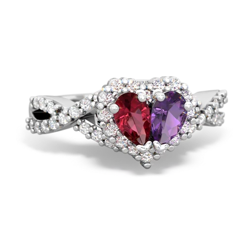 lab ruby-amethyst engagement ring