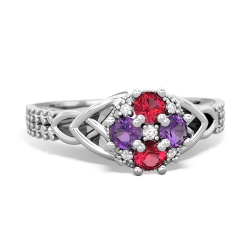 lab ruby-amethyst engagement ring