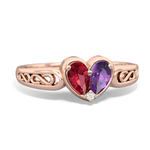 lab ruby-amethyst filligree ring