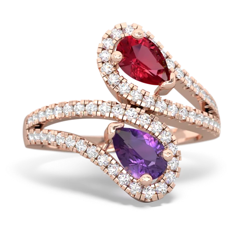 lab ruby-amethyst pave swirls ring