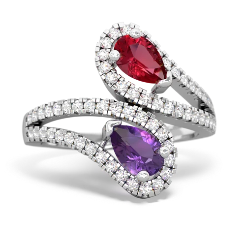 lab ruby-amethyst pave swirls ring