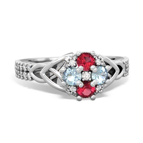 lab ruby-aquamarine engagement ring