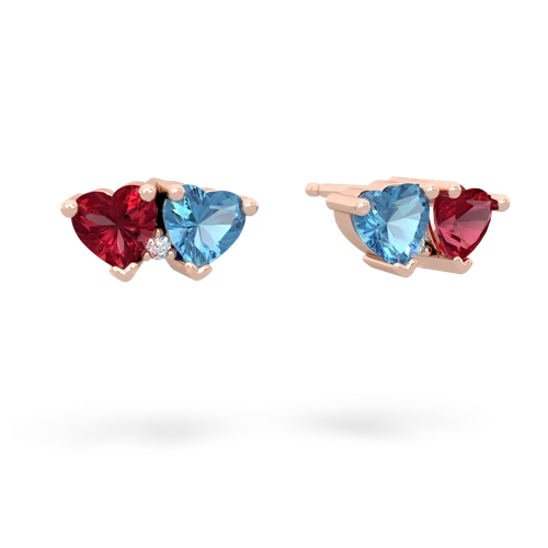lab ruby-blue topaz  earrings