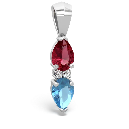 lab ruby-blue topaz bowtie pendant