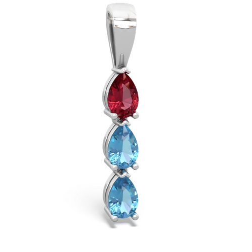 lab ruby-blue topaz three stone pendant