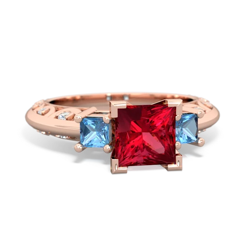 lab ruby-blue topaz engagement ring