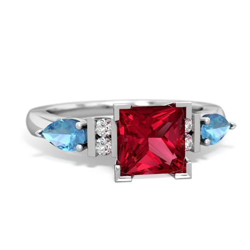 lab ruby-blue topaz engagement ring