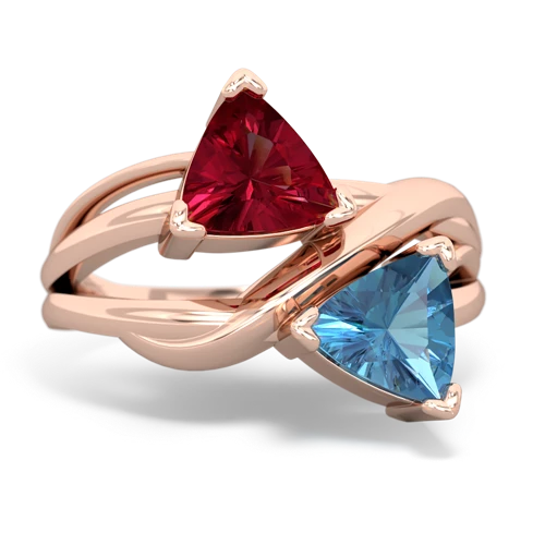 lab ruby-blue topaz filligree ring