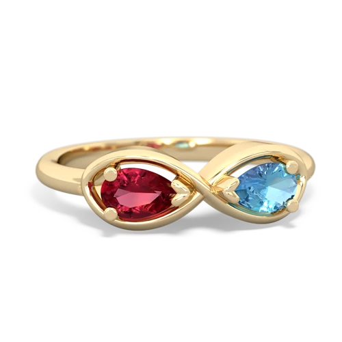 lab ruby-blue topaz infinity ring