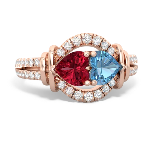 lab ruby-blue topaz pave keepsake ring