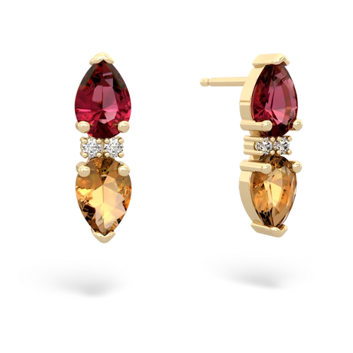 lab ruby-citrine bowtie earrings