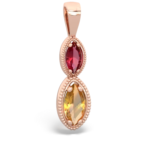 lab ruby-citrine antique milgrain pendant