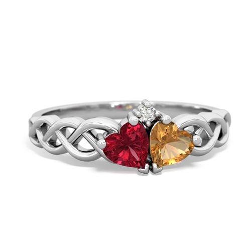 lab ruby-citrine celtic braid ring