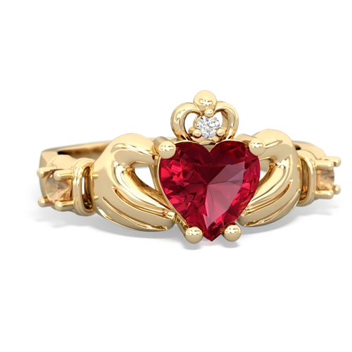 lab ruby-citrine claddagh ring