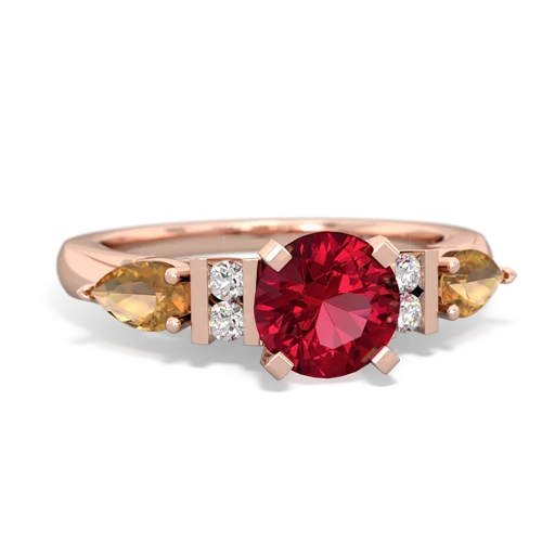 lab ruby-citrine engagement ring