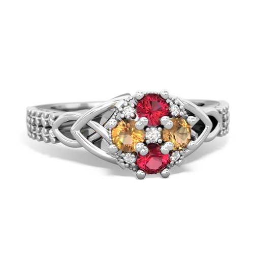 lab ruby-citrine engagement ring