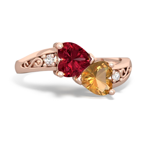 lab ruby-citrine filligree ring