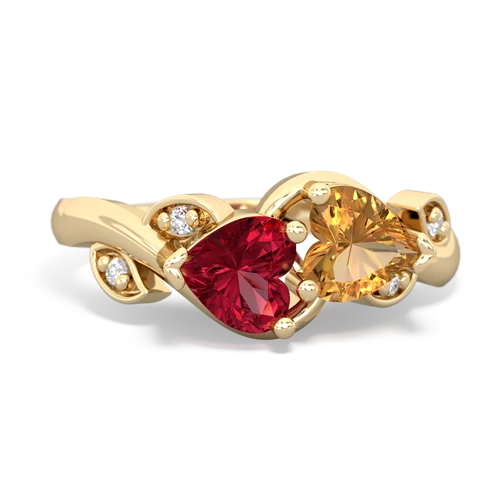 lab ruby-citrine floral keepsake ring