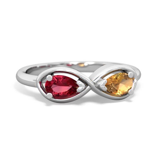 lab ruby-citrine infinity ring