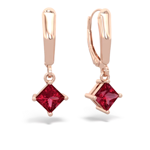 lab ruby lever-back earrings